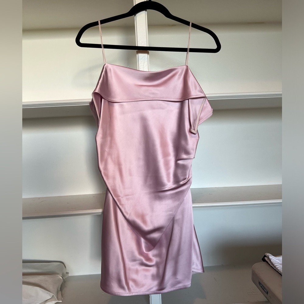 Helmut Lang Pink Front Drape Satin Top - 12 US Womens